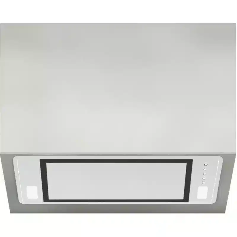 850mm onboard undermount rangehood – white glass finish