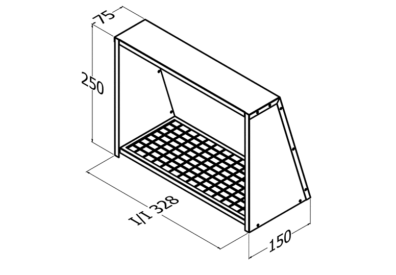 WALL VENT COVER SINGLE MOTOR HORITONTIAL 445M2 STAINLESS STEEL