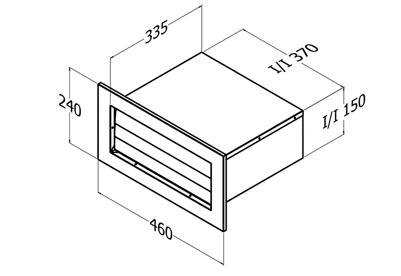 BACK DRAFT WALL VENT TWIN MOTOR HORIZONTIAL 445M2 STAINLESS STEEL