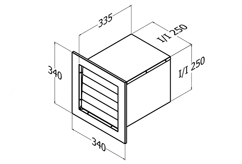 BACK DRAFT WALL VENT 250SQ 445M2 STAINLESS STEEL