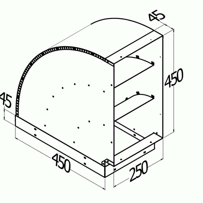 HORIZONTAL BEND 3 MOTOR 45 ? 450X250 STAINLESS STEEL